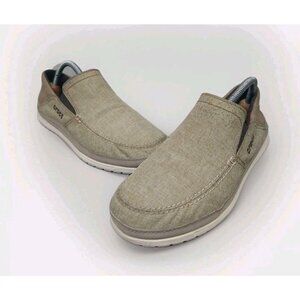 Crocs Mens Loafer Sz 8 Santa Cruz Playa Beige Canvas Comfort Slip-On Shoes